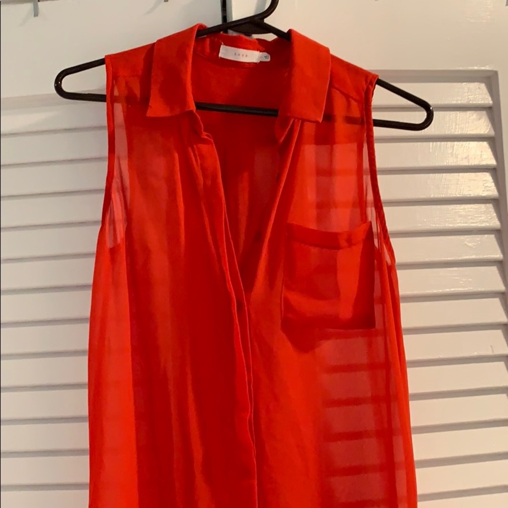 Orange sheer button up